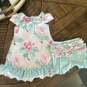 18 Months SweetHoney matching dress and ruffle shorts